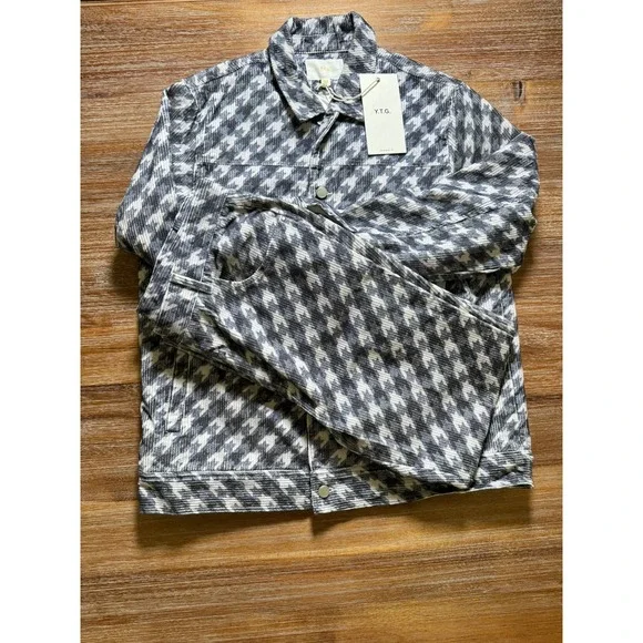 Y.T.G. Houndstooth Corduroy Pants & Jacket Set - Relaxed Fit - Size M
